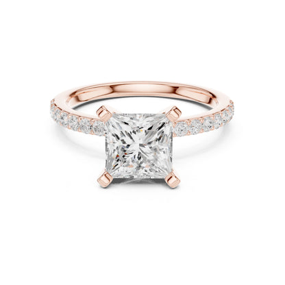 Princess Lab Grown Diamond Pave Engagement Ring