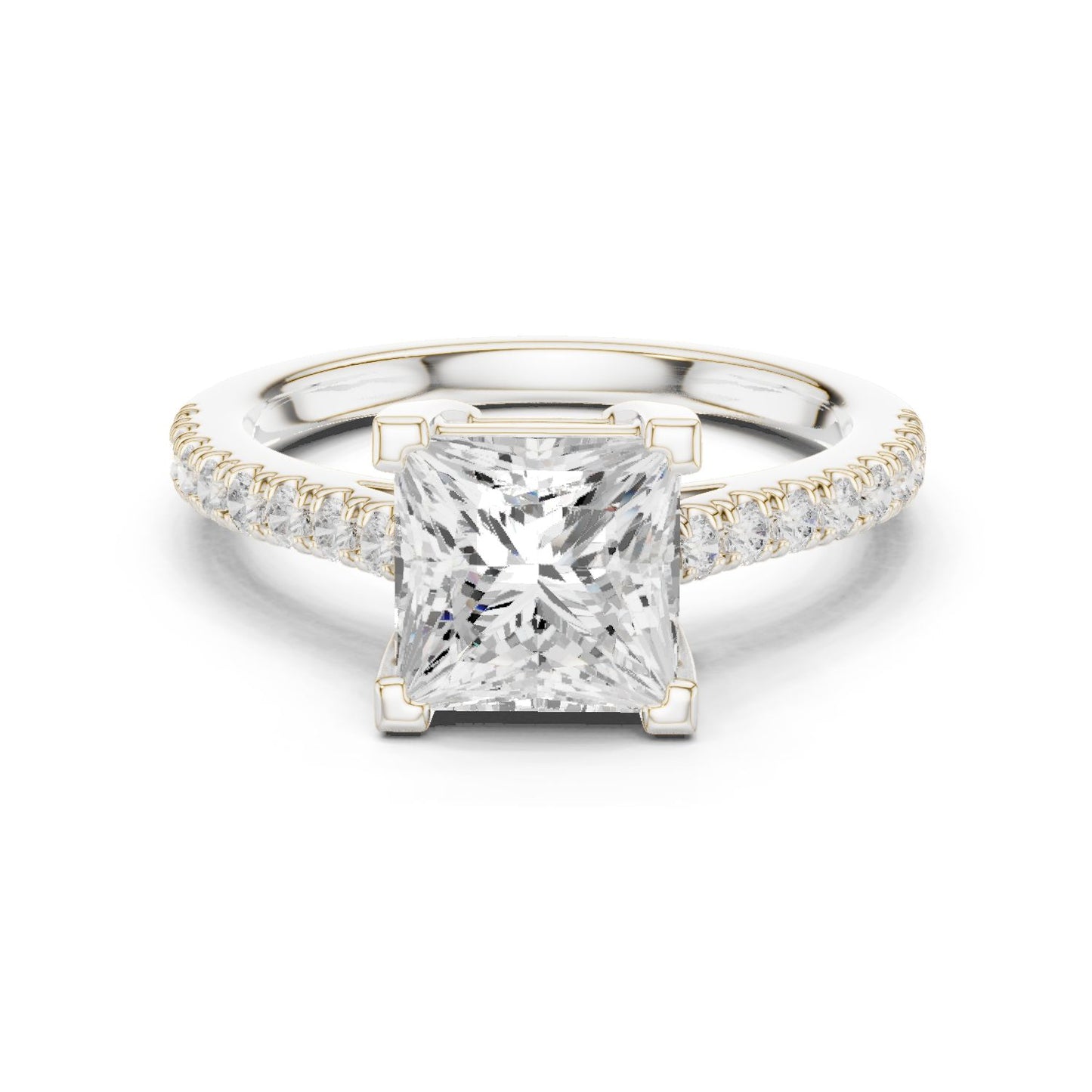 Princess Lab Grown Diamond Pave Engagement Ring