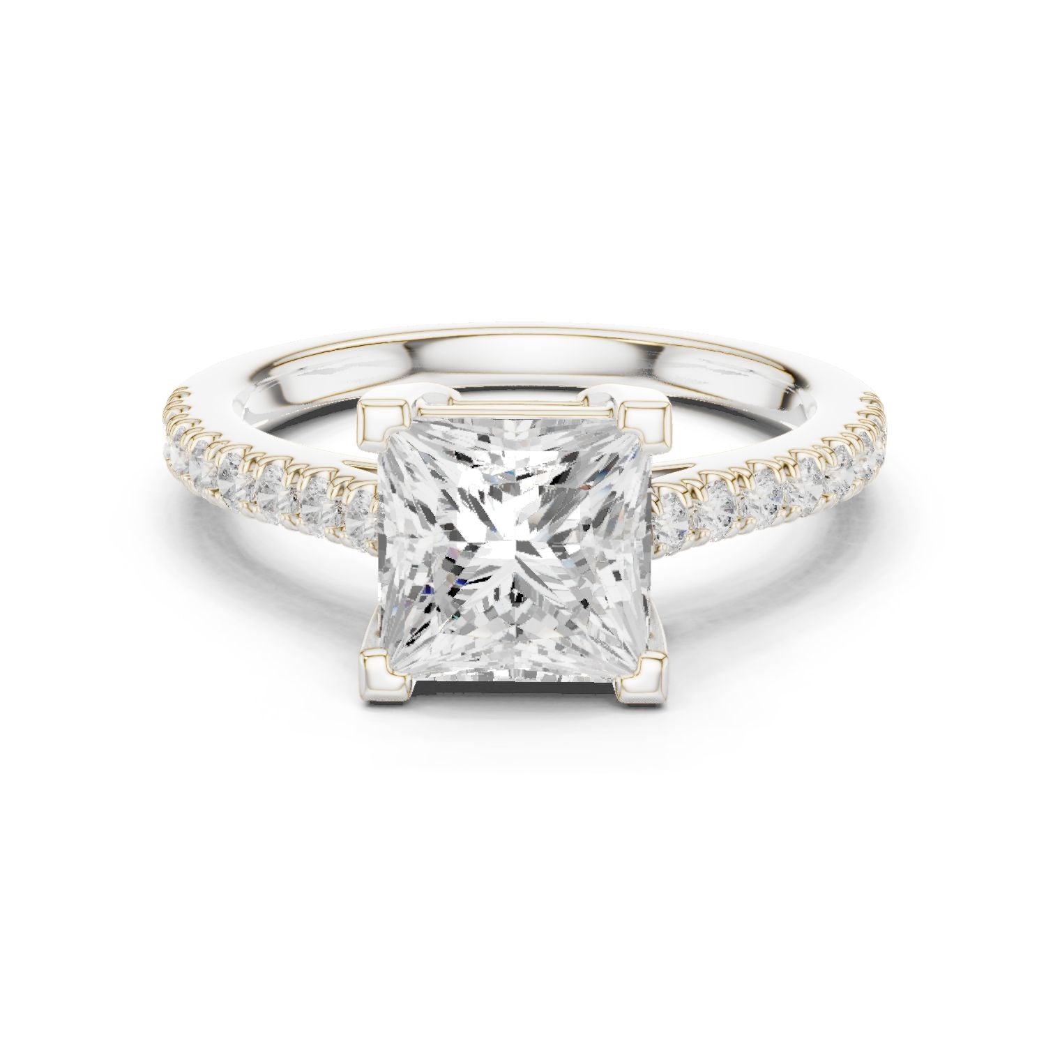 Princess Lab Grown Diamond Pave Engagement Ring