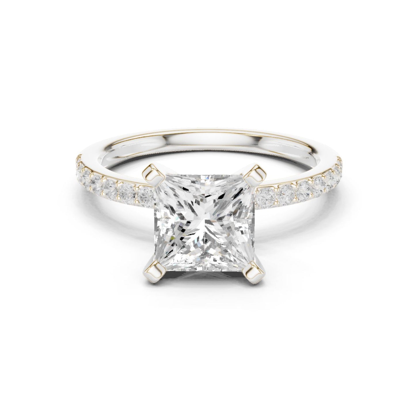 Princess Lab Grown Diamond Pave Engagement Ring