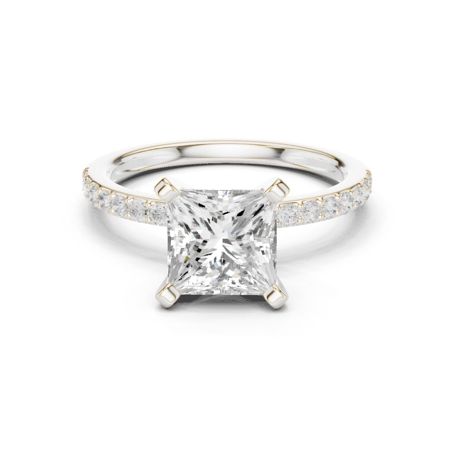 Princess Lab Grown Diamond Pave Engagement Ring