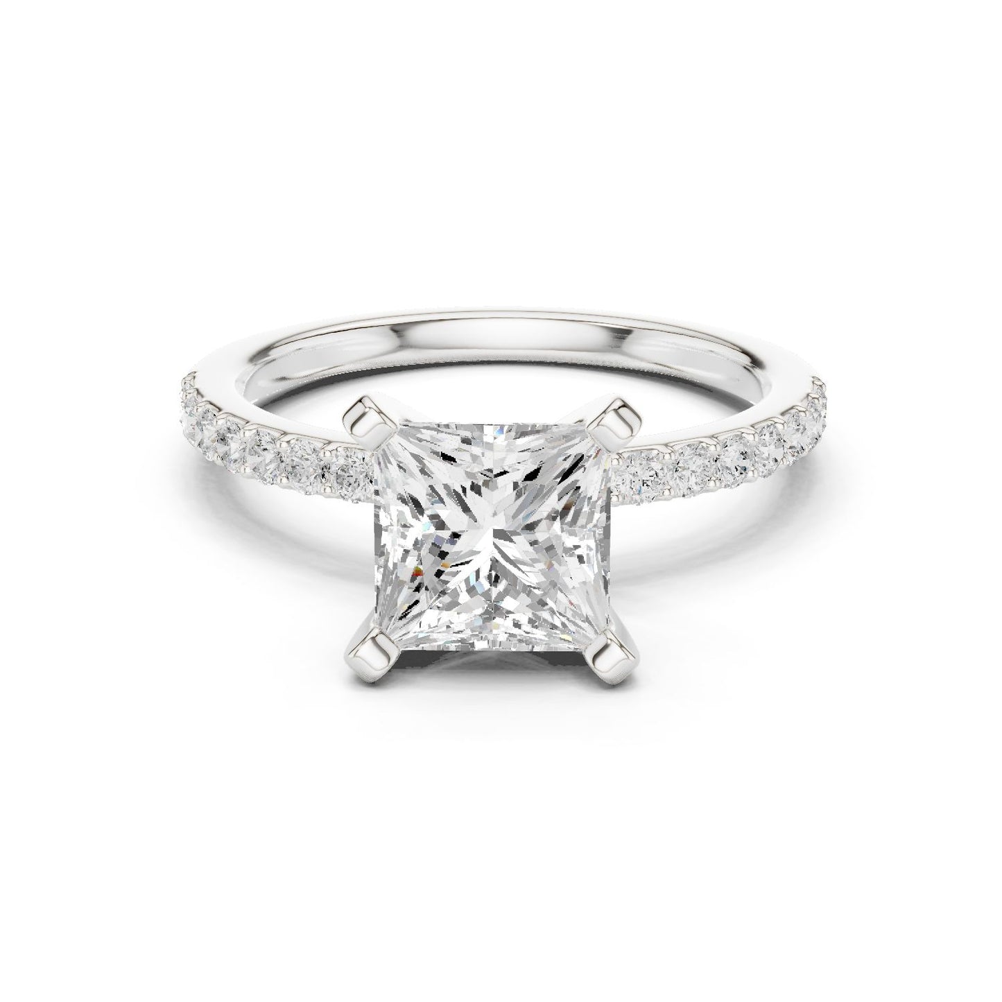 Princess Lab Grown Diamond Pave Engagement Ring