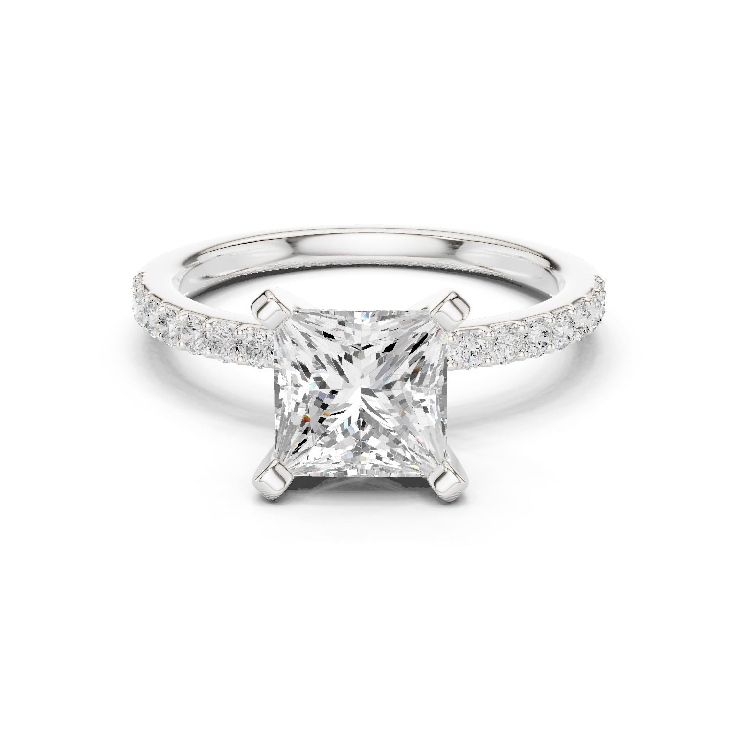 Princess Lab Grown Diamond Pave Engagement Ring