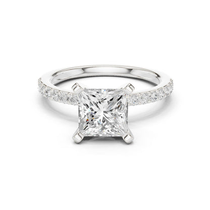 Princess Lab Grown Diamond Pave Engagement Ring