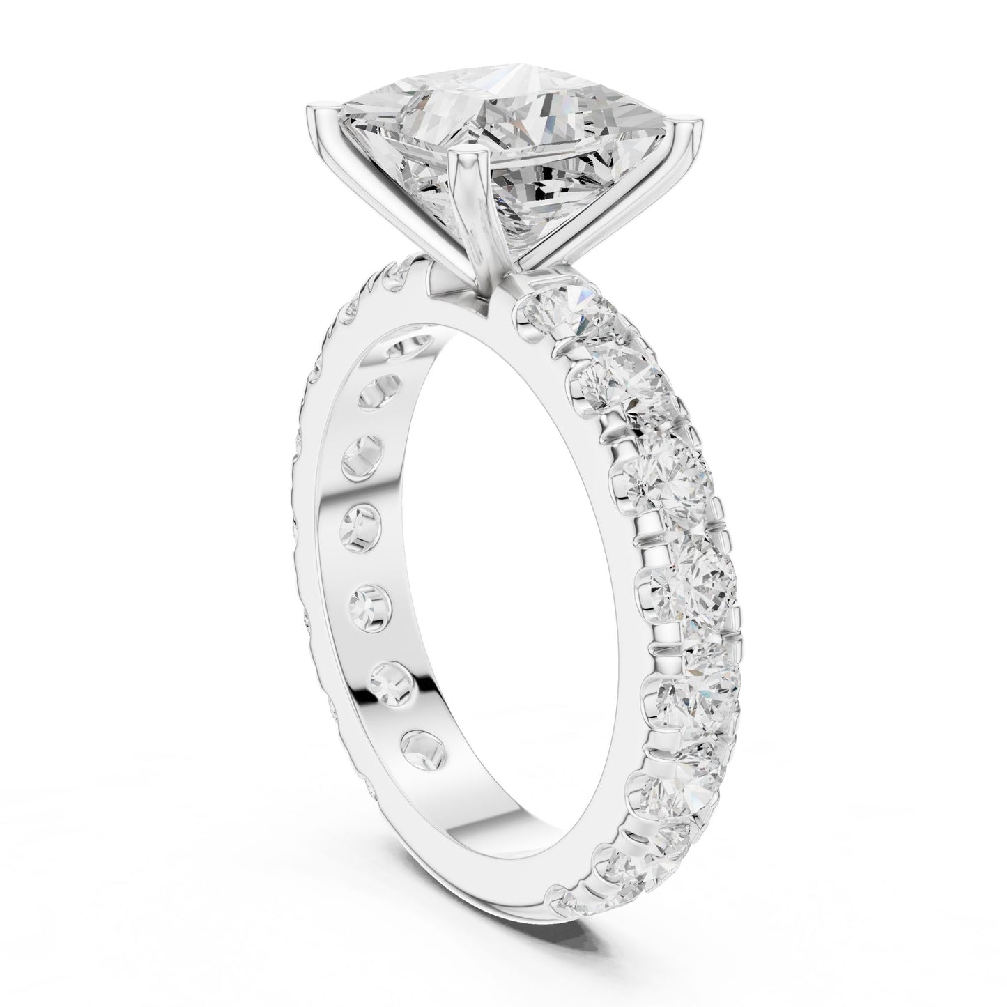 Princess Lab Grown Diamond Pave Engagement Ring