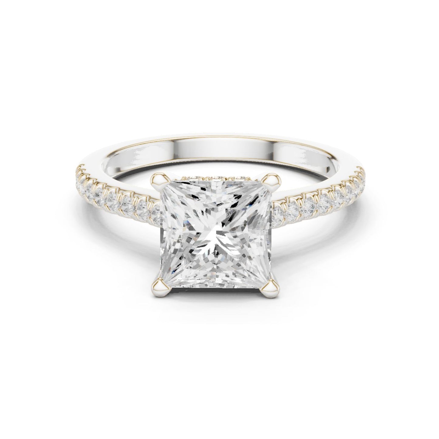 Princess Lab Grown Diamond Pave Engagement Ring