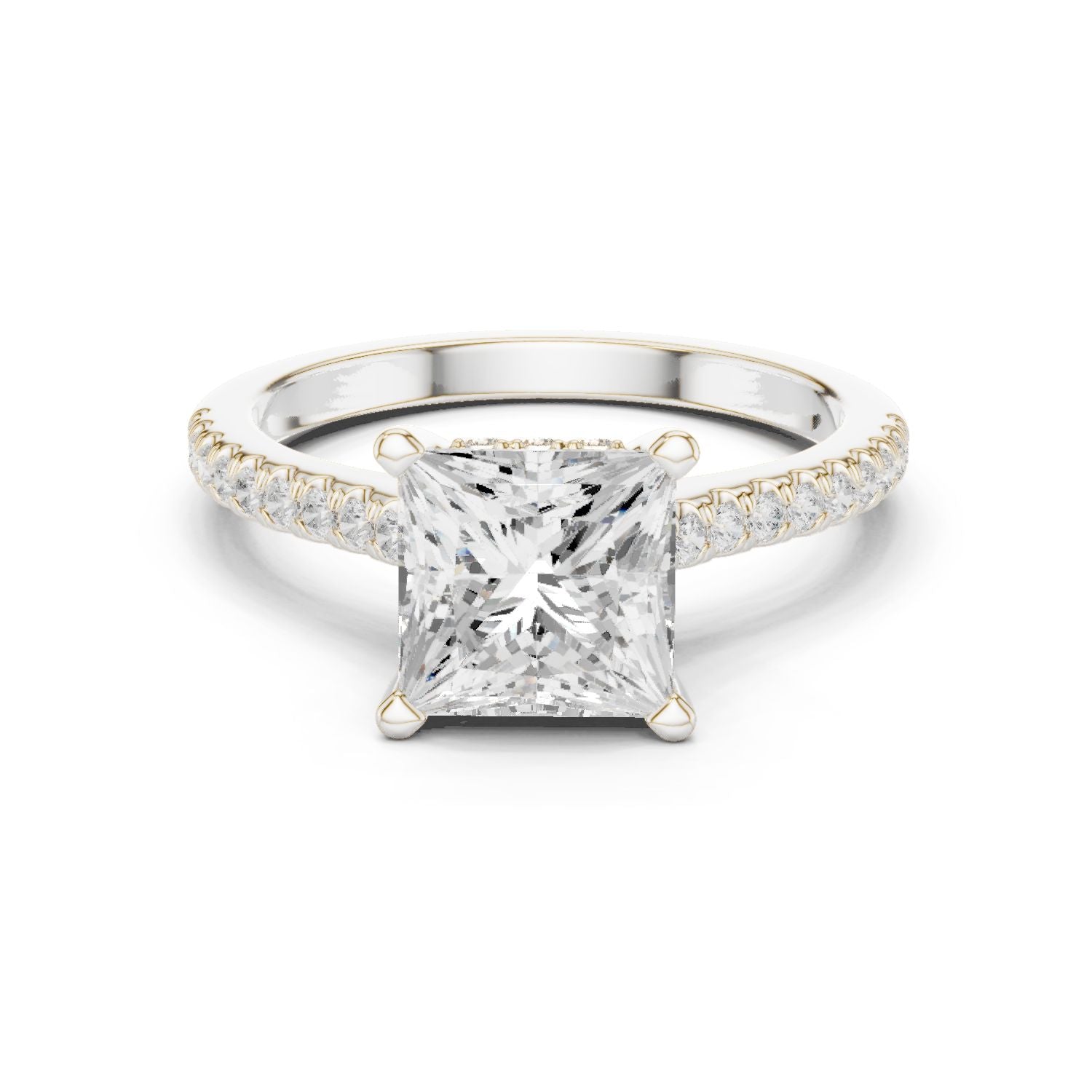 Princess Lab Grown Diamond Pave Engagement Ring