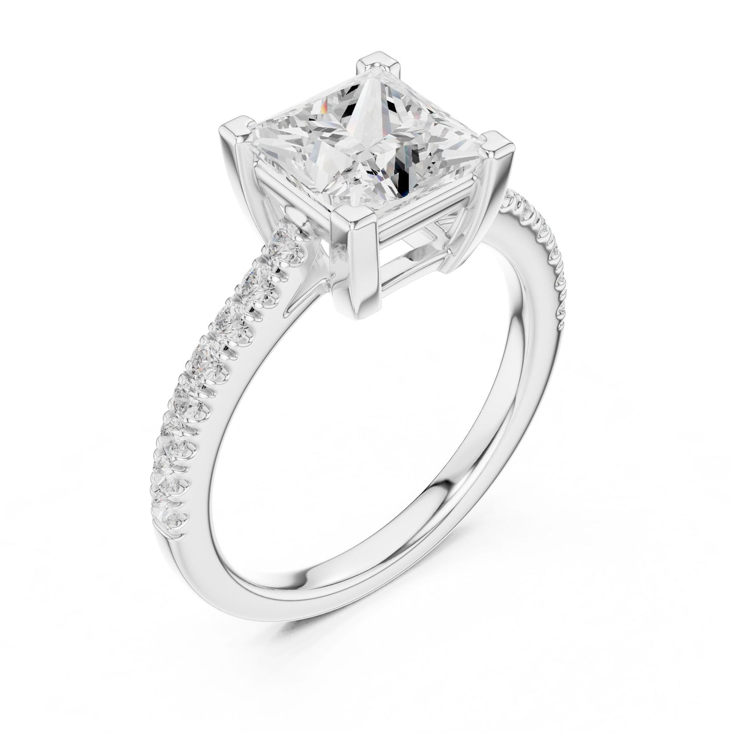 Princess Lab Grown Diamond Pave Engagement Ring