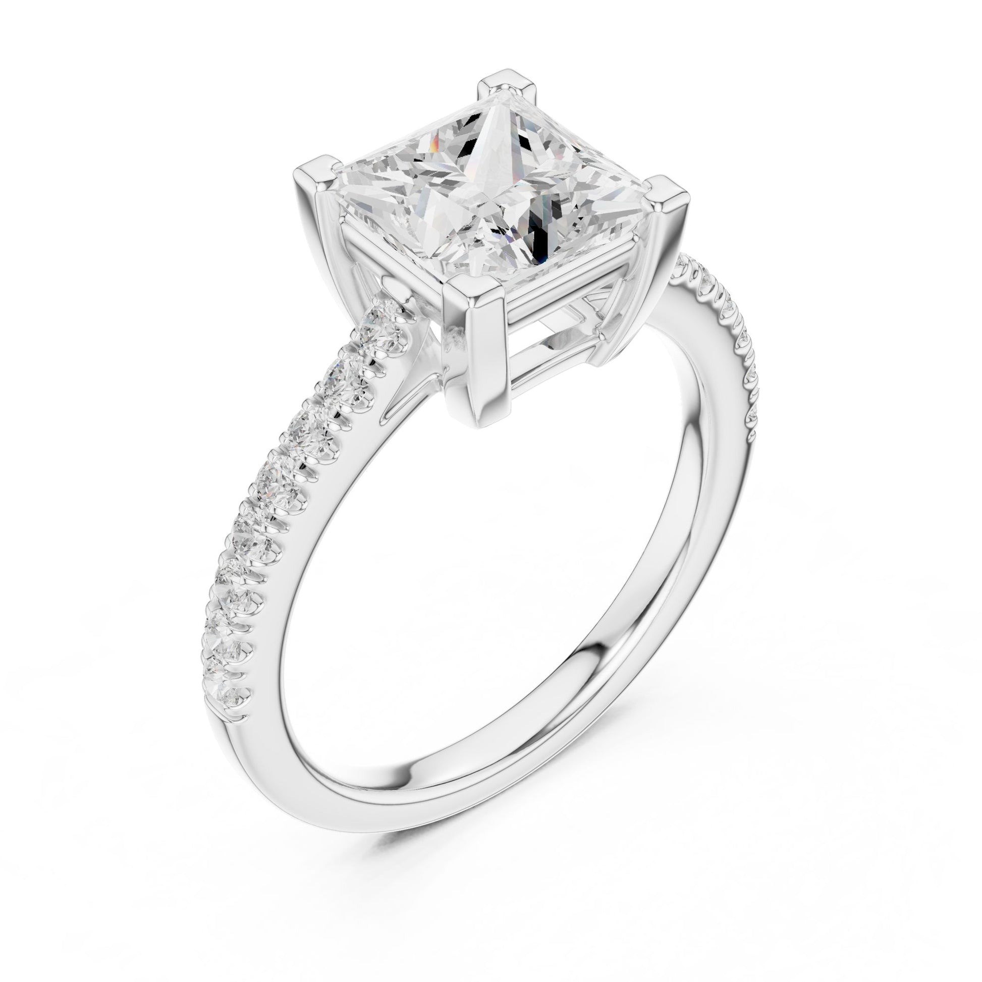 Princess Lab Grown Diamond Pave Engagement Ring