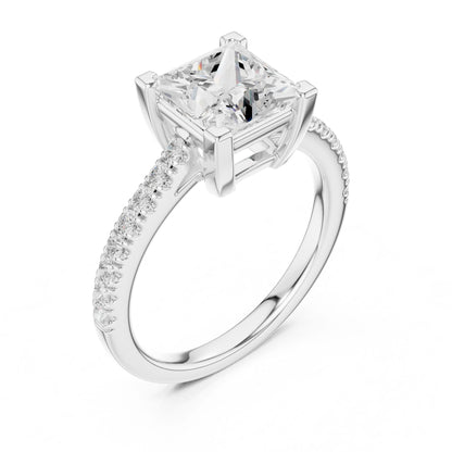 Princess Lab Grown Diamond Pave Engagement Ring