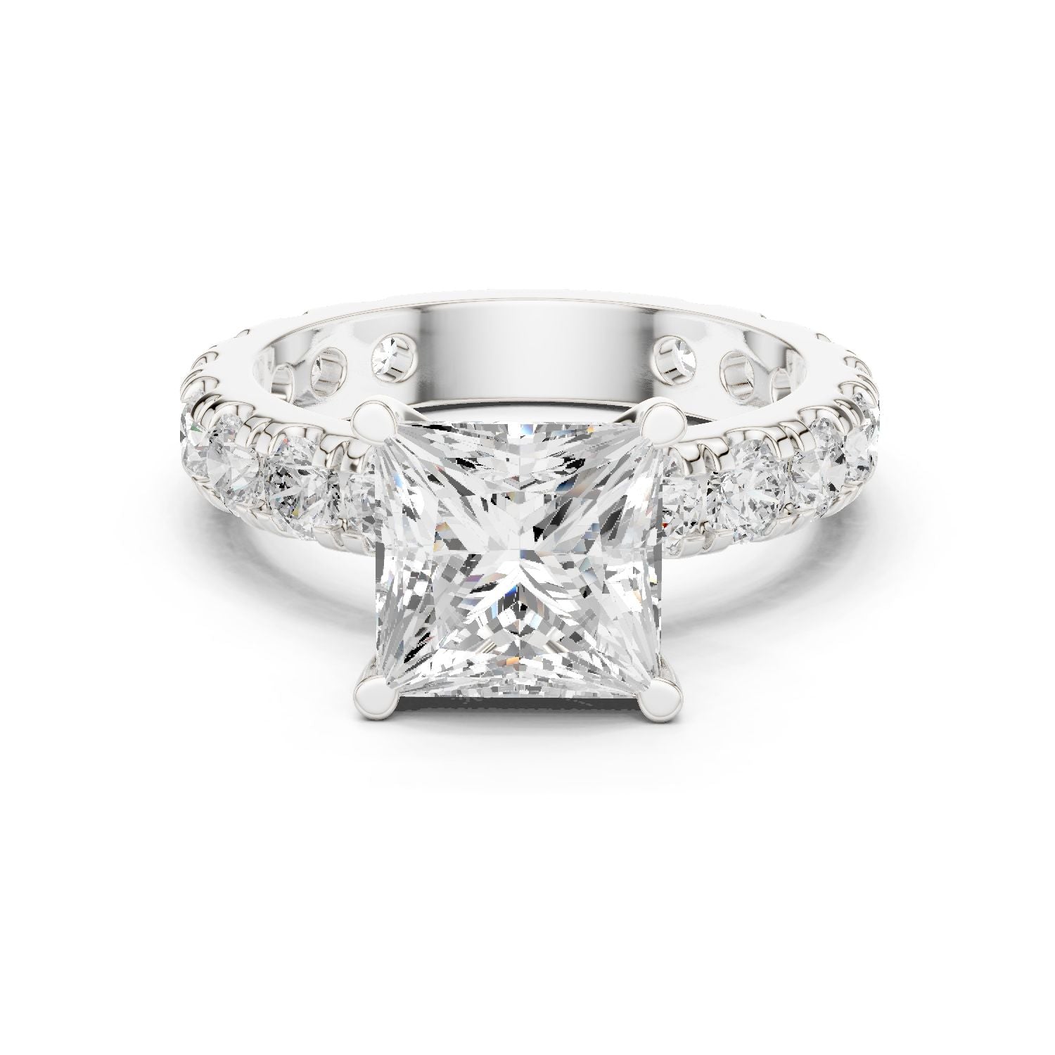 Princess Lab Grown Diamond Pave Engagement Ring