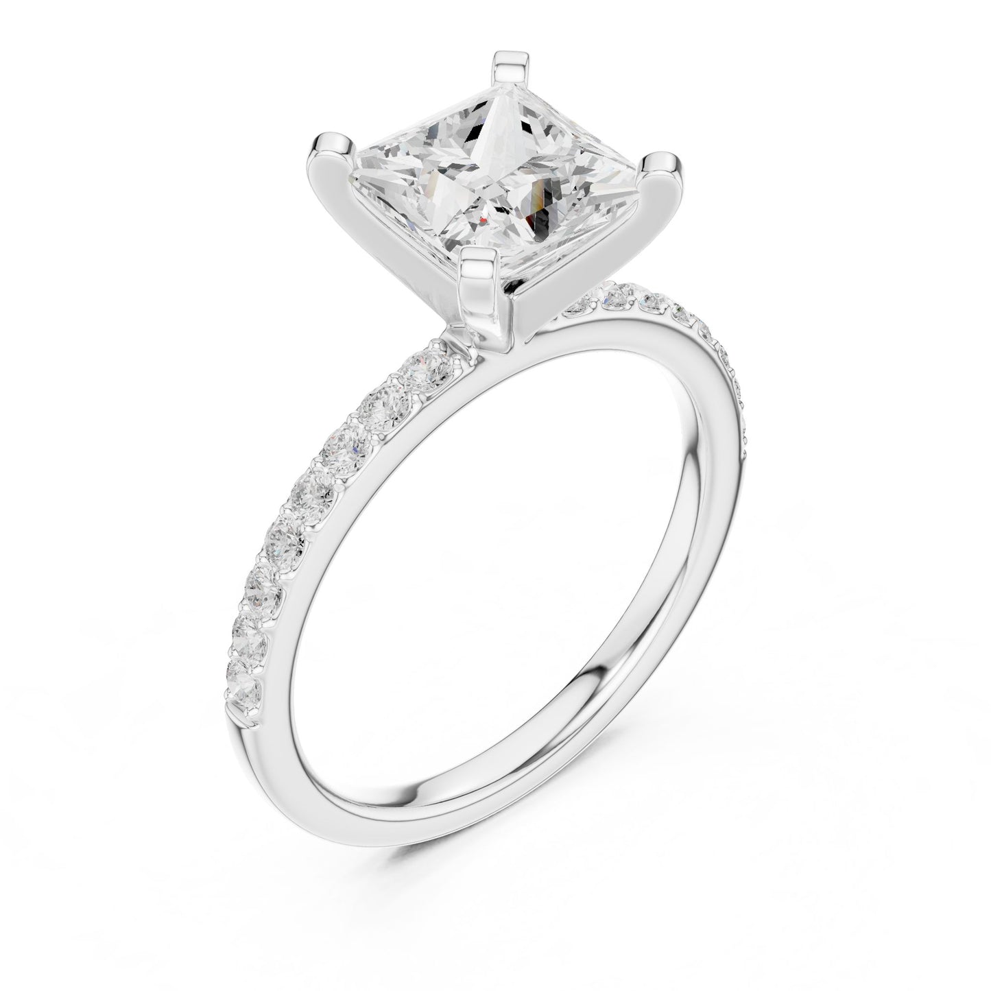 Princess Lab Grown Diamond Pave Engagement Ring