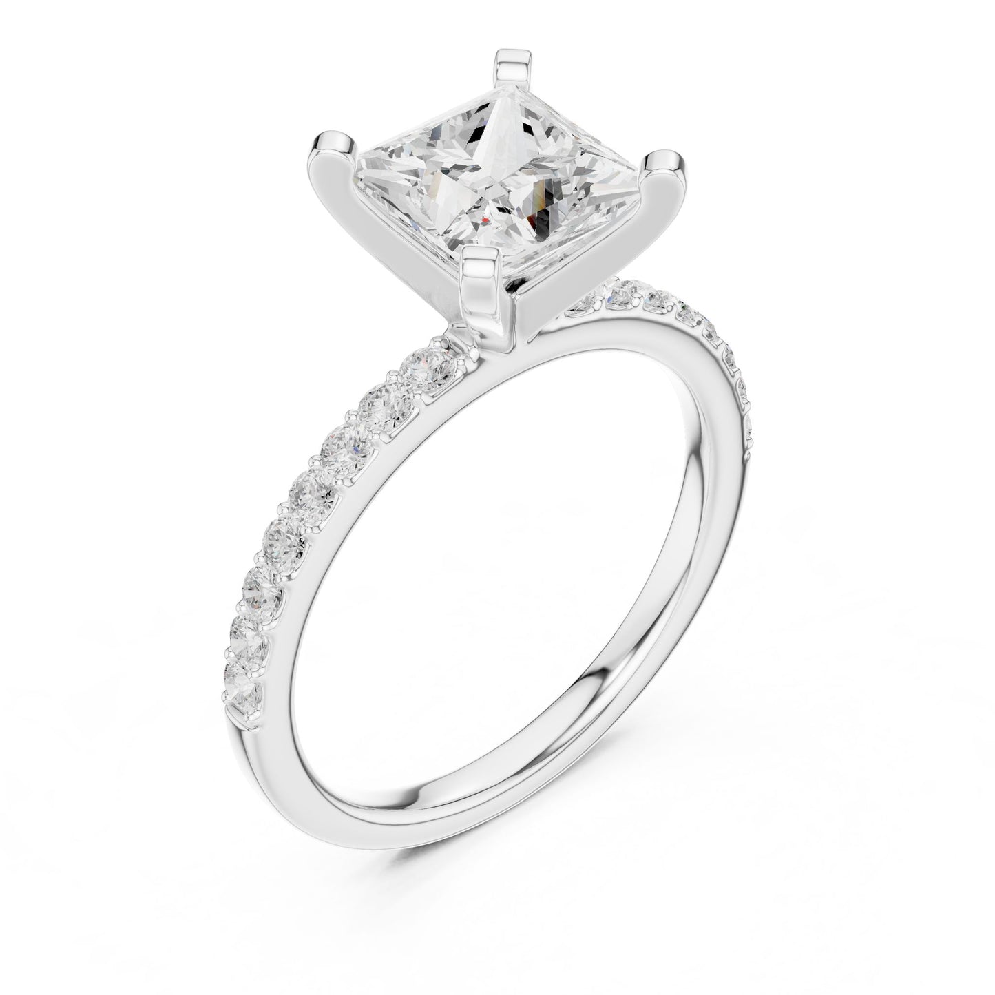 Princess Lab Grown Diamond Pave Engagement Ring