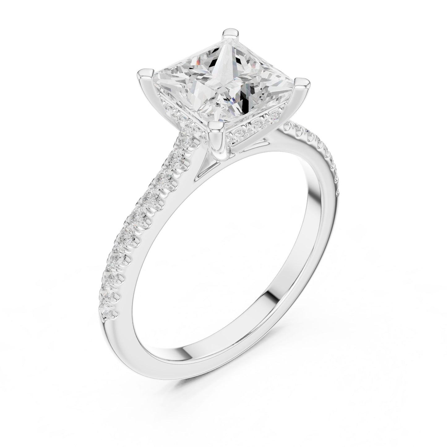 Princess Lab Grown Diamond Pave Engagement Ring