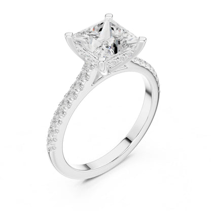 Princess Lab Grown Diamond Pave Engagement Ring