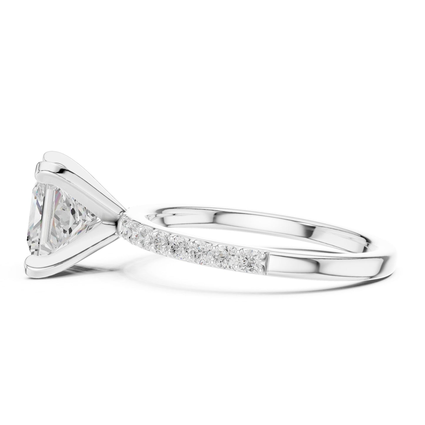 Princess Lab Grown Diamond Pave Engagement Ring