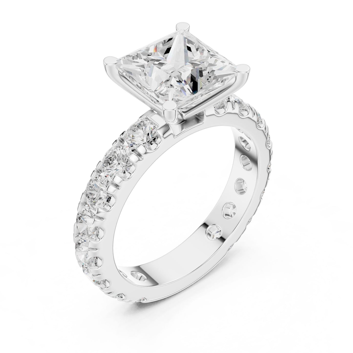 Princess Lab Grown Diamond Pave Engagement Ring