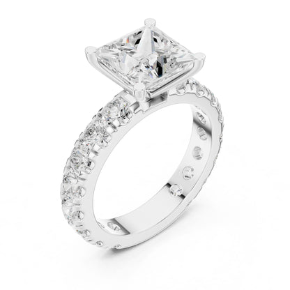 Princess Lab Grown Diamond Pave Engagement Ring