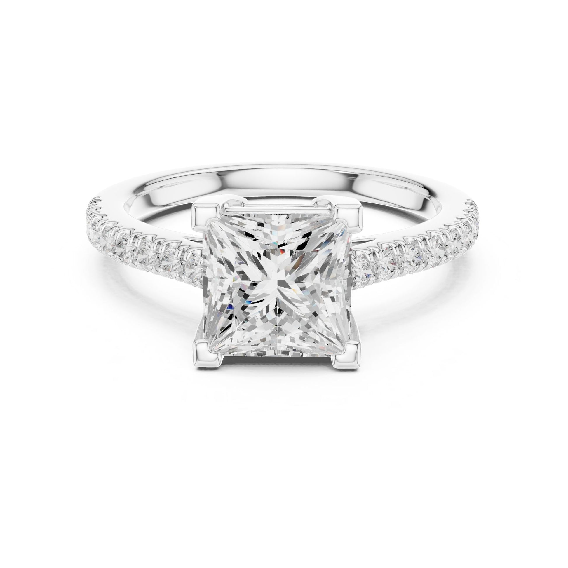 Princess Lab Grown Diamond Pave Engagement Ring
