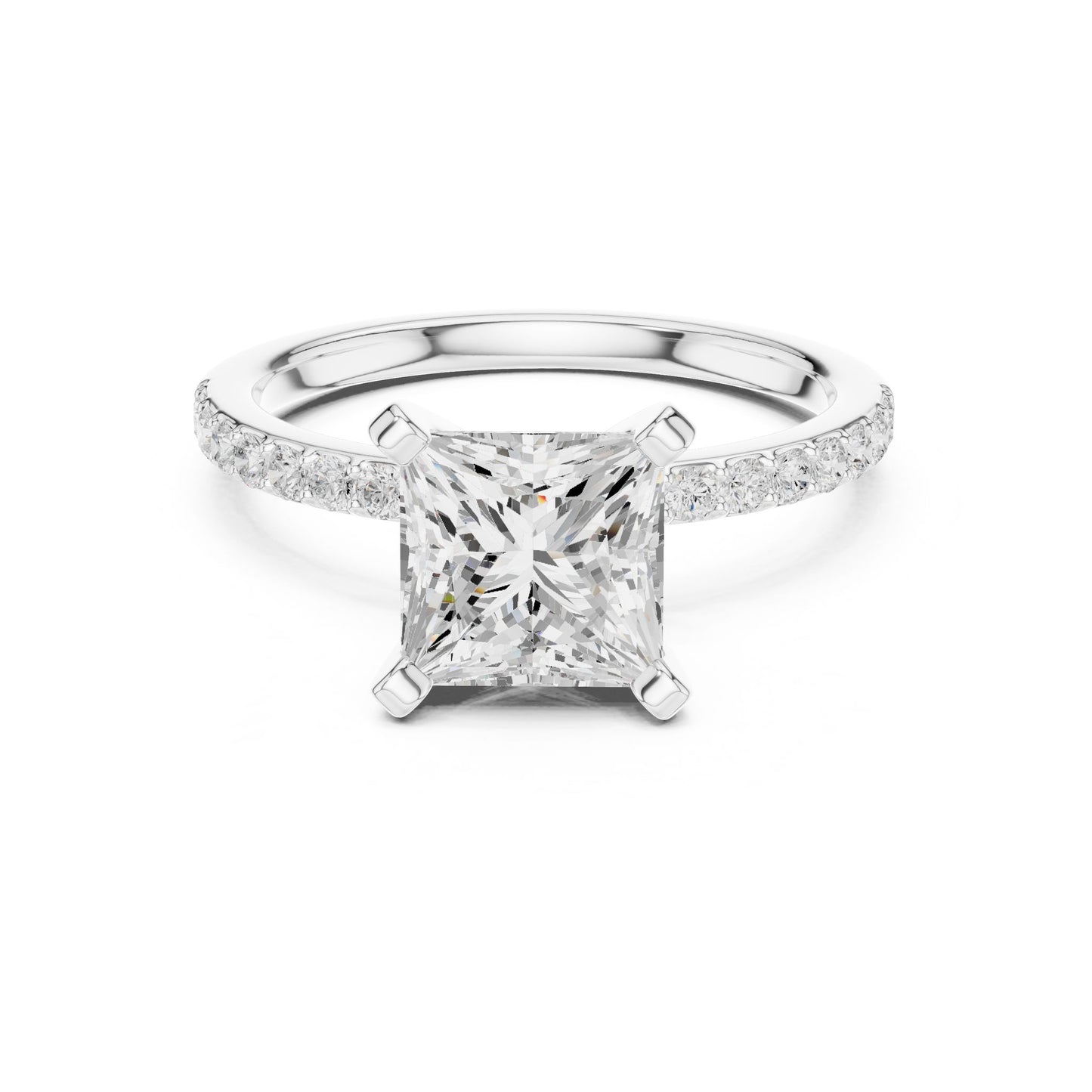 Princess Lab Grown Diamond Pave Engagement Ring