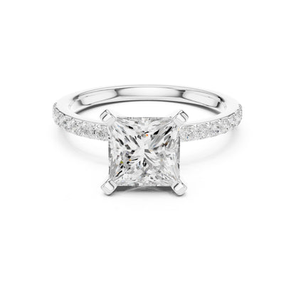 Princess Lab Grown Diamond Pave Engagement Ring