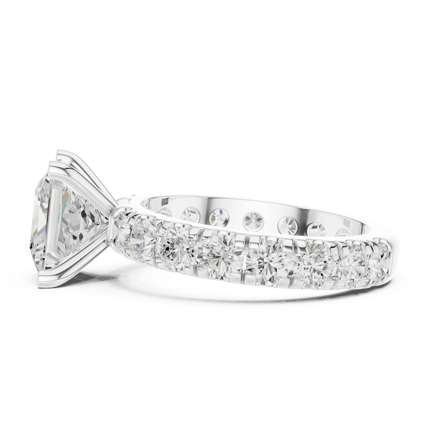 Princess Lab Grown Diamond Pave Engagement Ring
