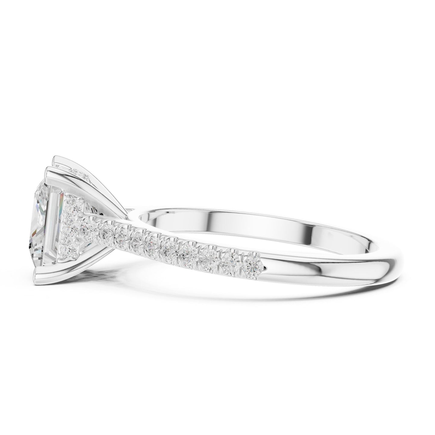 Princess Lab Grown Diamond Pave Engagement Ring