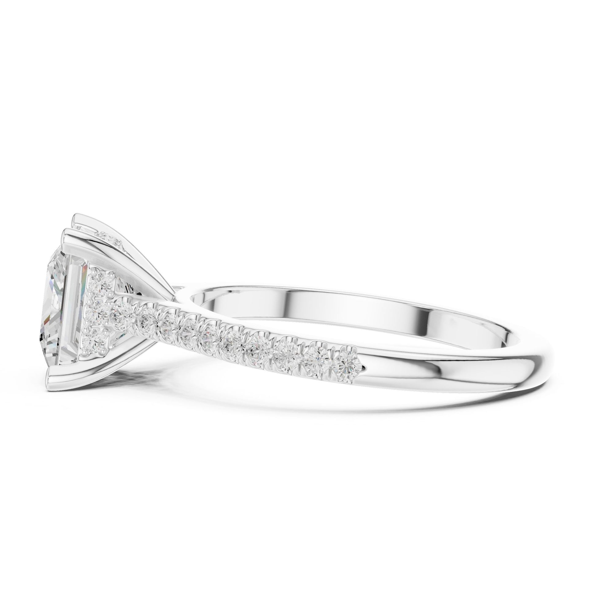 Princess Lab Grown Diamond Pave Engagement Ring