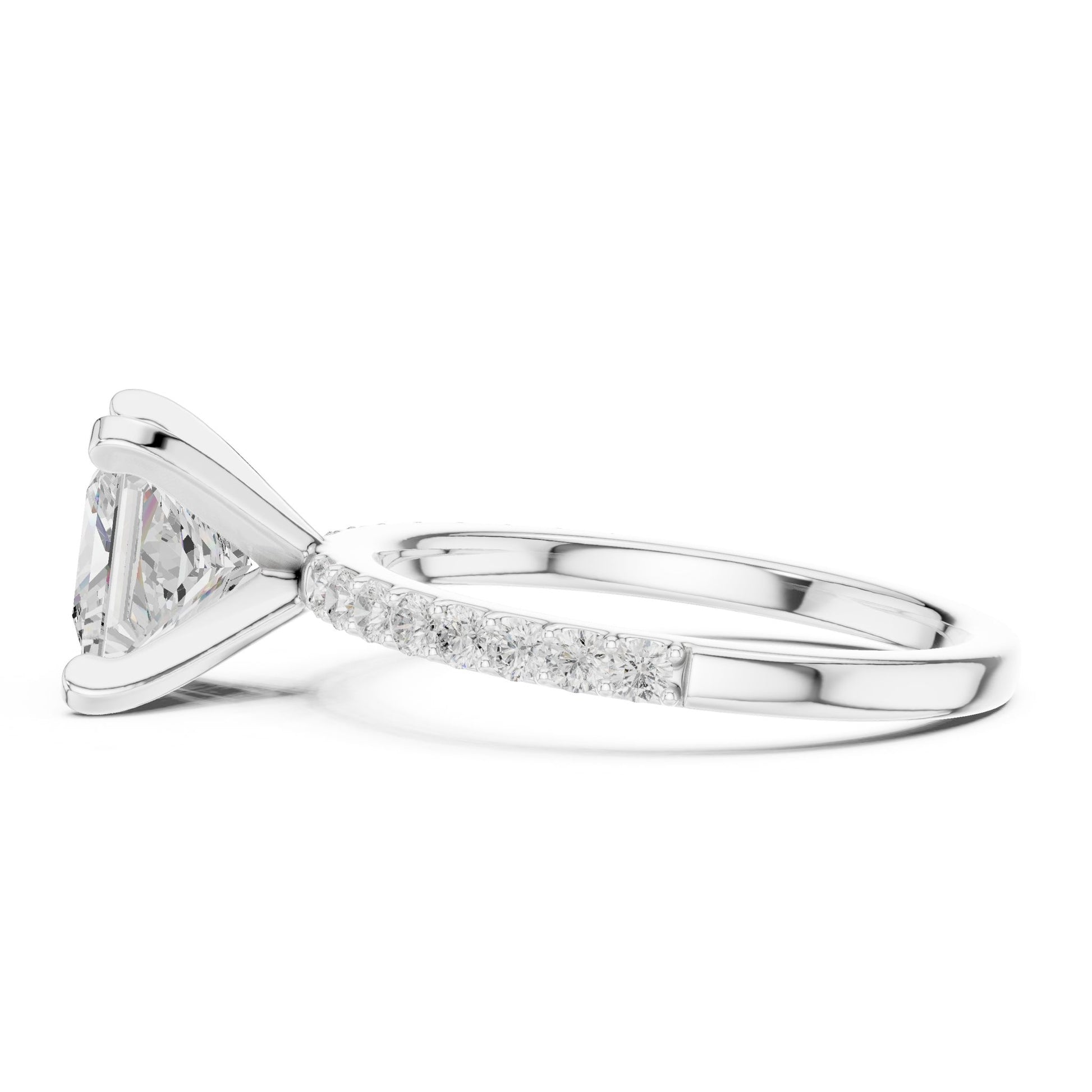 Princess Lab Grown Diamond Pave Engagement Ring
