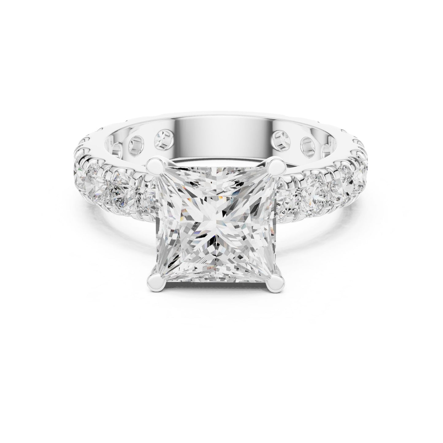 Princess Lab Grown Diamond Pave Engagement Ring