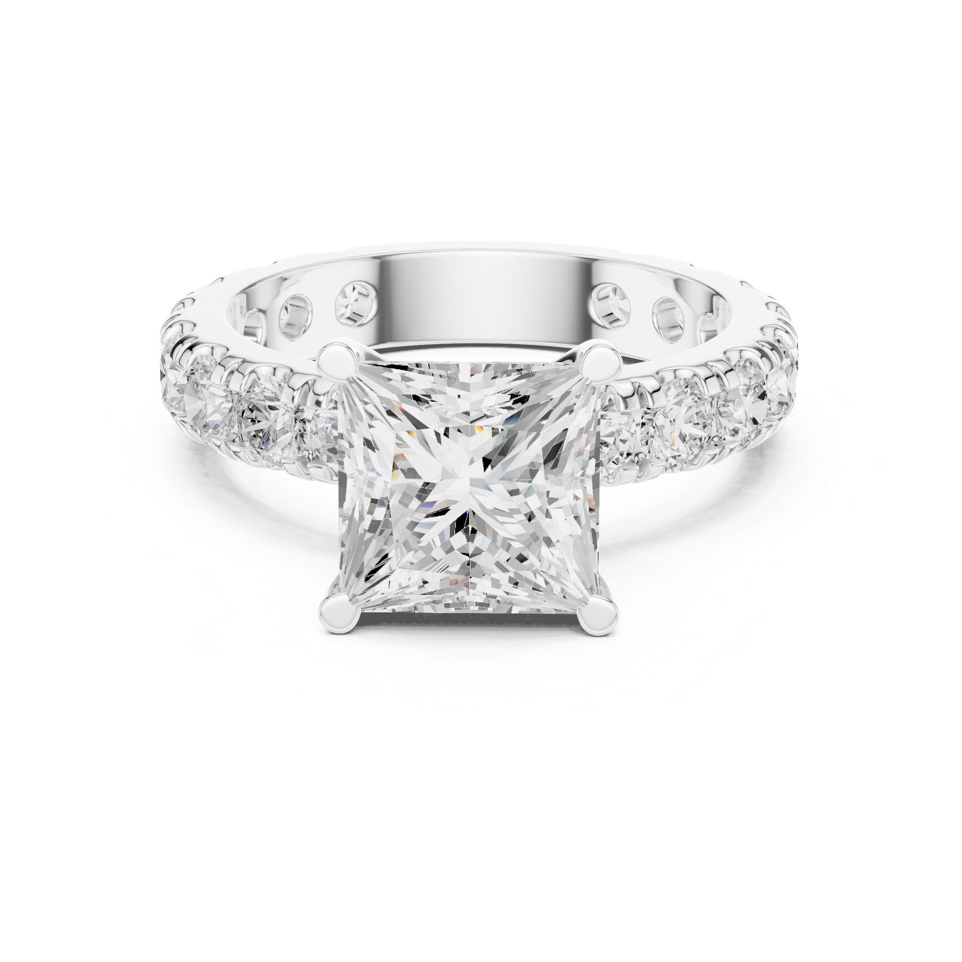 Princess Lab Grown Diamond Pave Engagement Ring