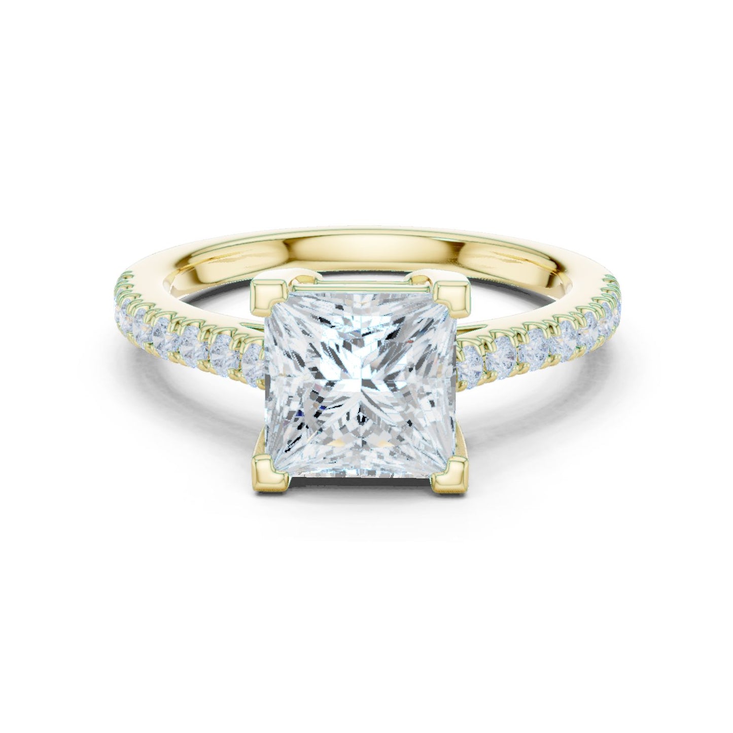 Princess Lab Grown Diamond Pave Engagement Ring