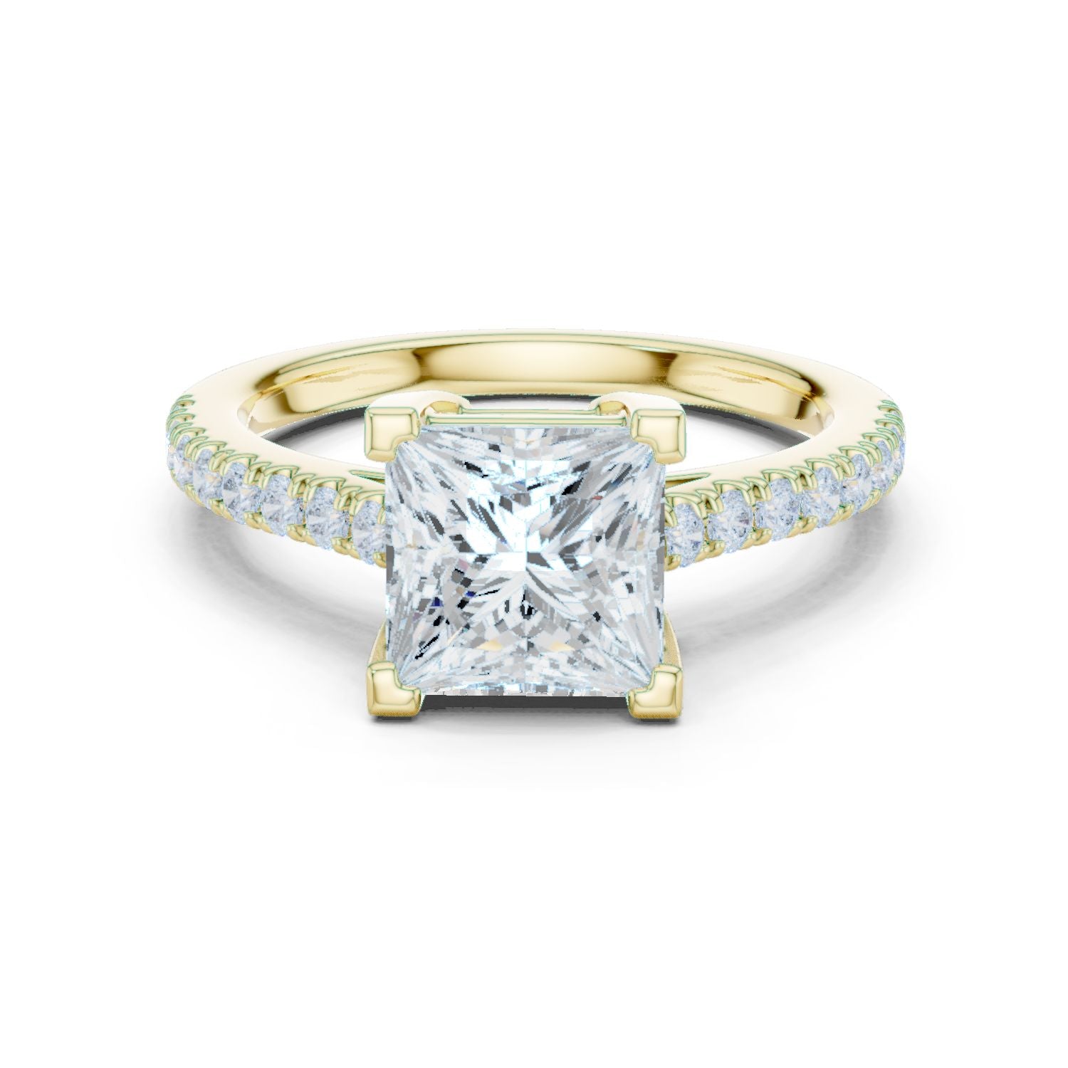 Princess Lab Grown Diamond Pave Engagement Ring