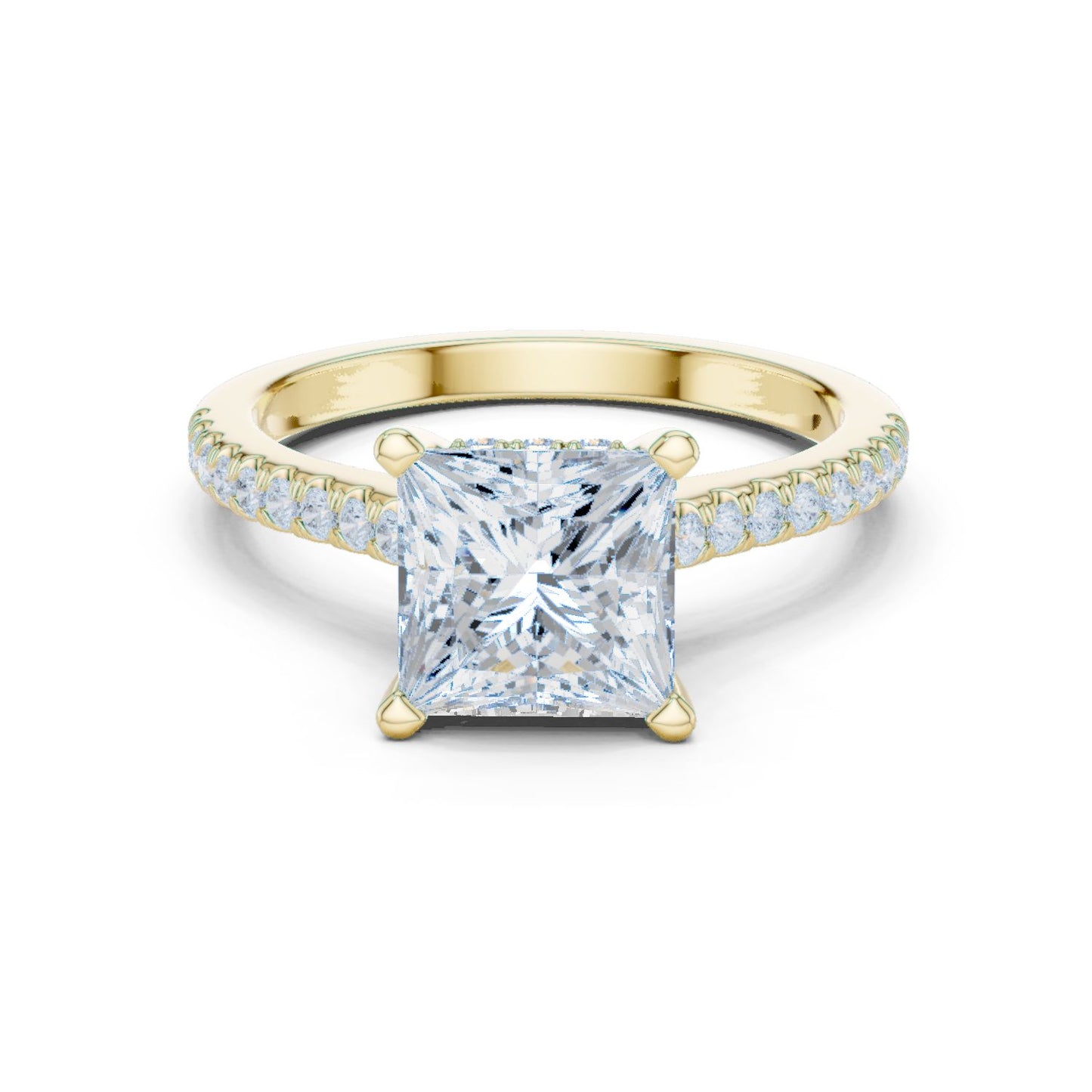 Princess Lab Grown Diamond Pave Engagement Ring