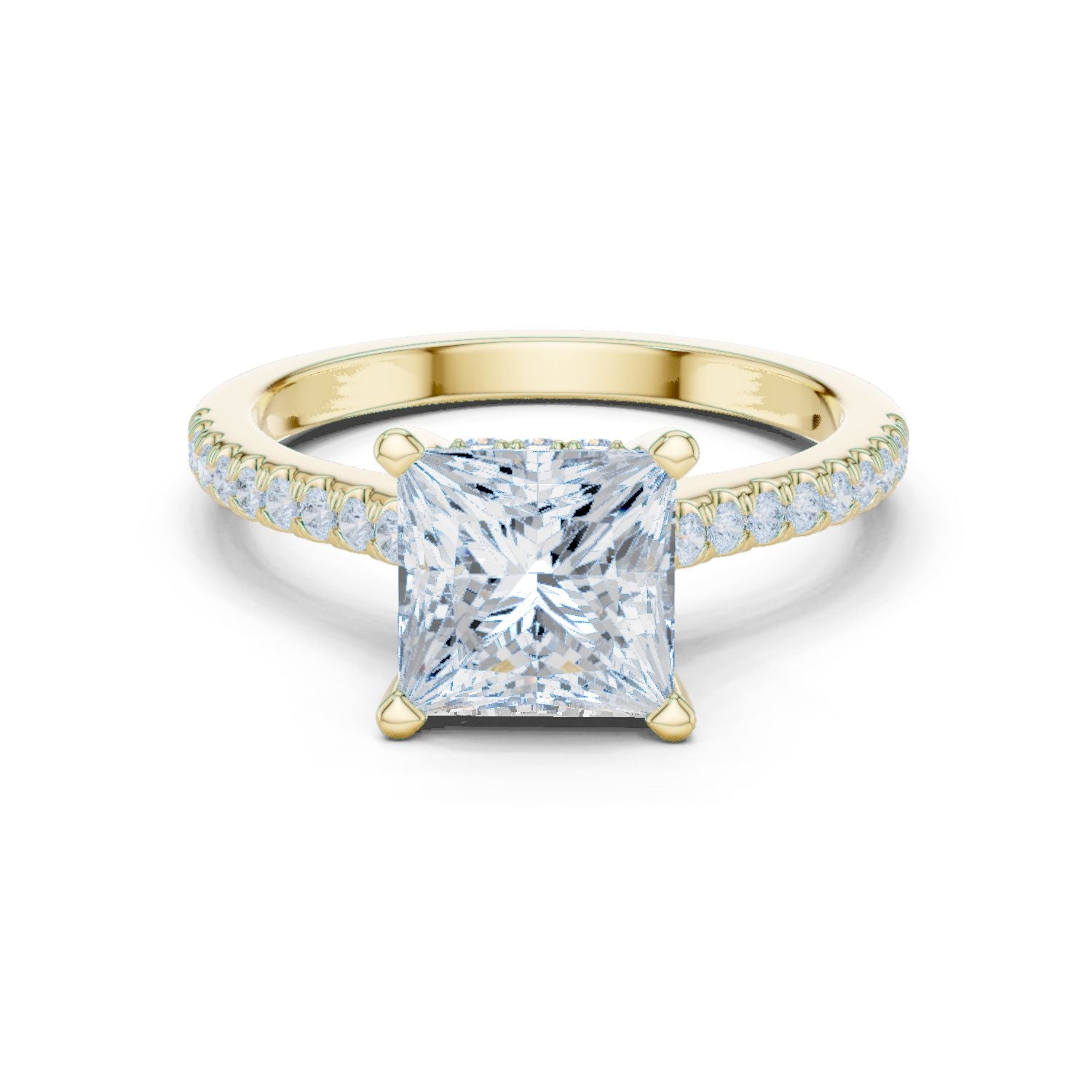 Princess Lab Grown Diamond Pave Engagement Ring