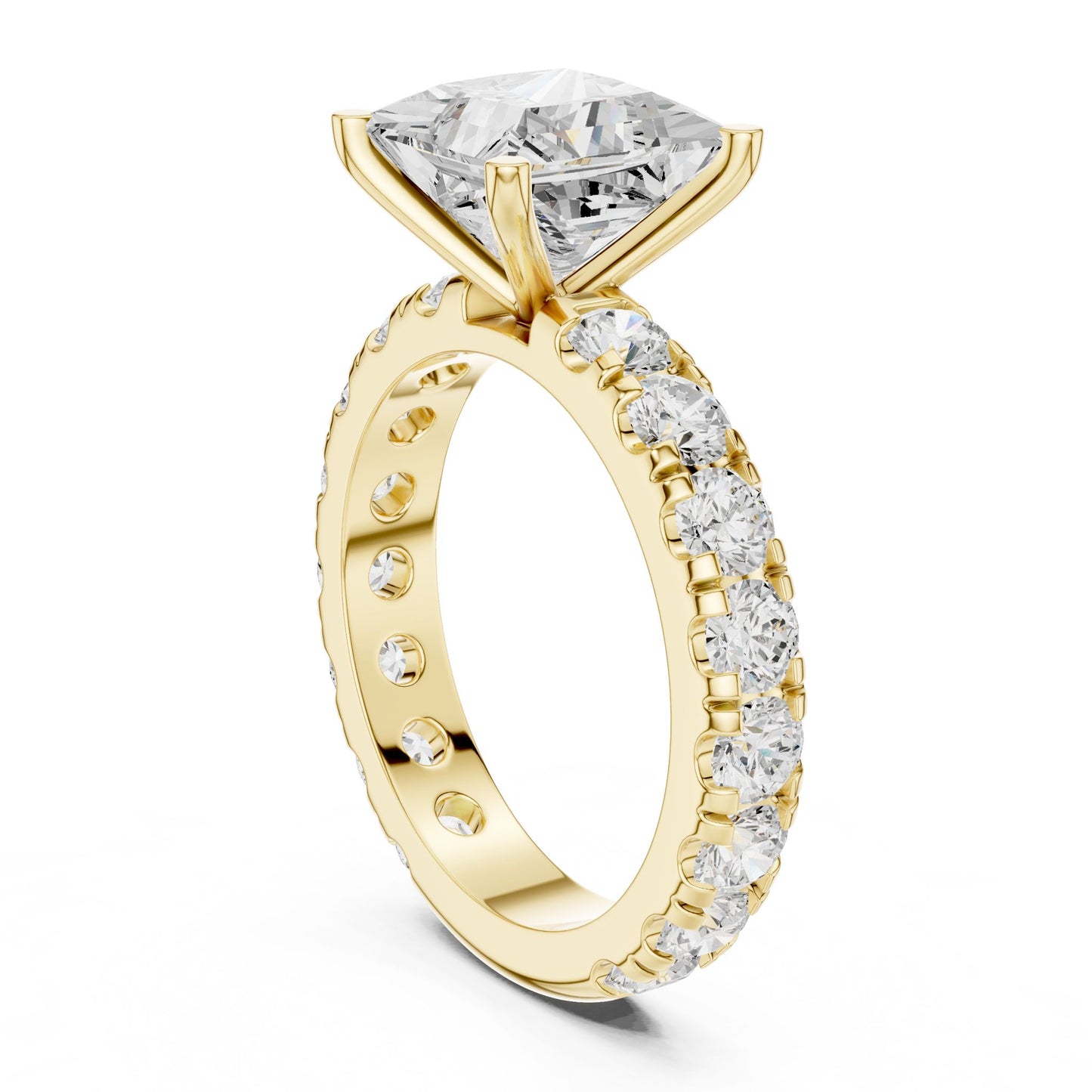 Princess Lab Grown Diamond Pave Engagement Ring