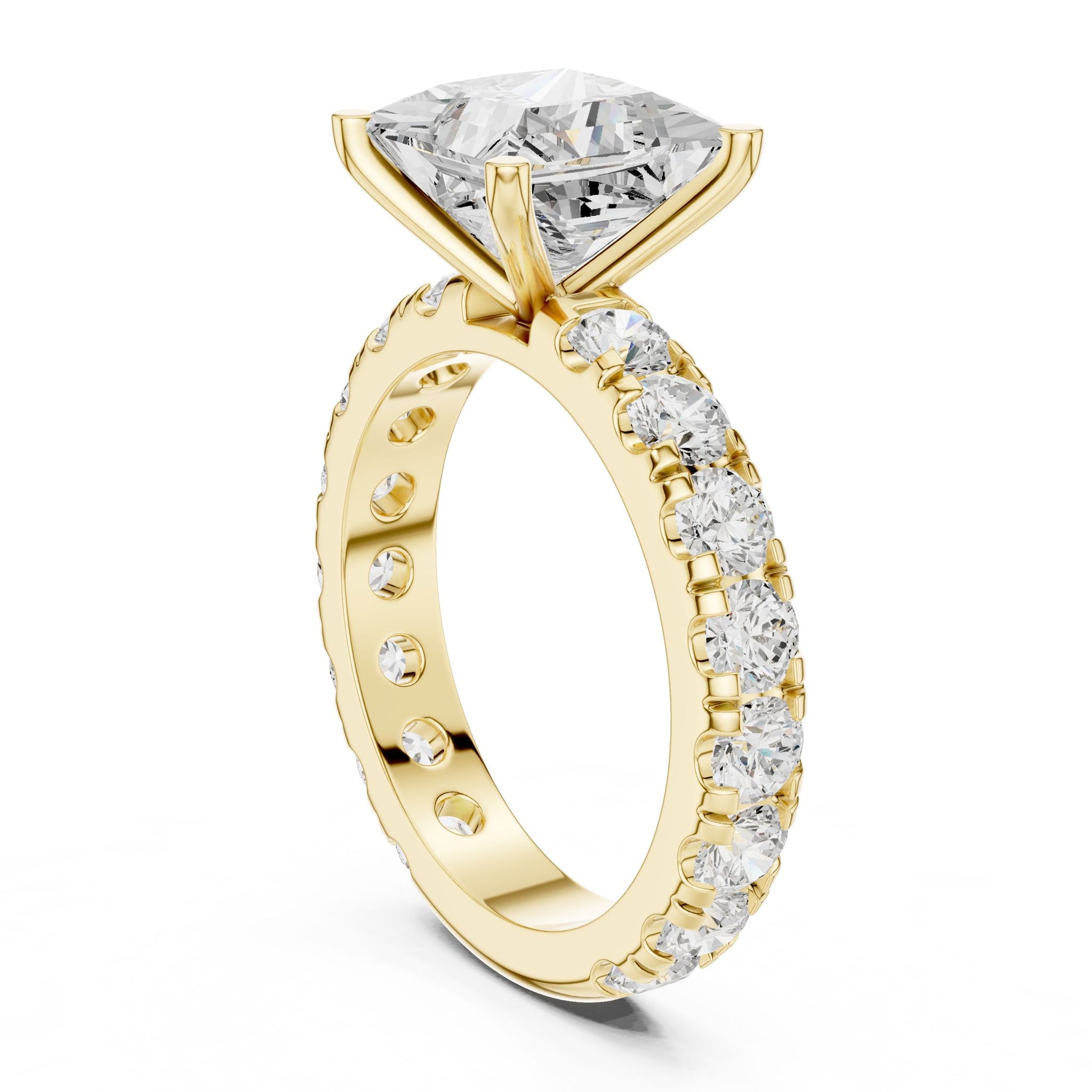 Princess Lab Grown Diamond Pave Engagement Ring
