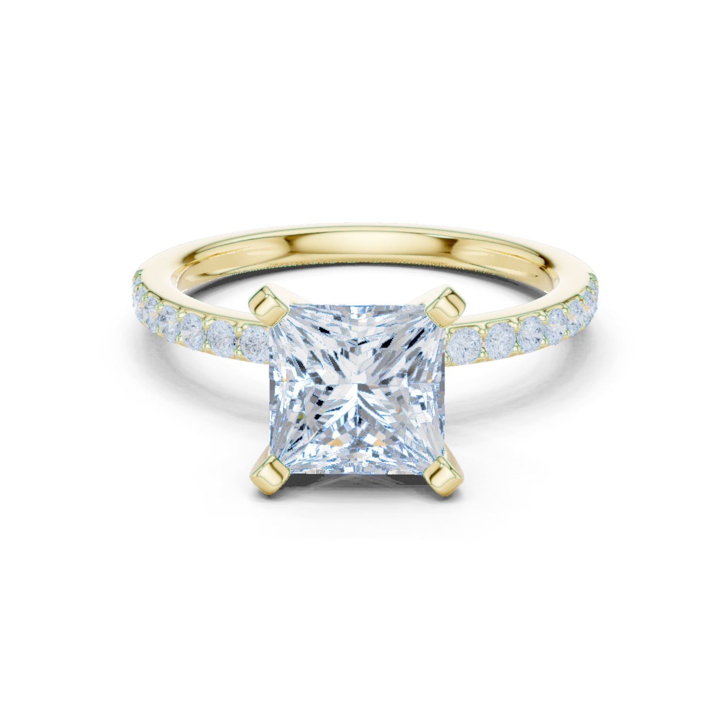 Princess Lab Grown Diamond Pave Engagement Ring