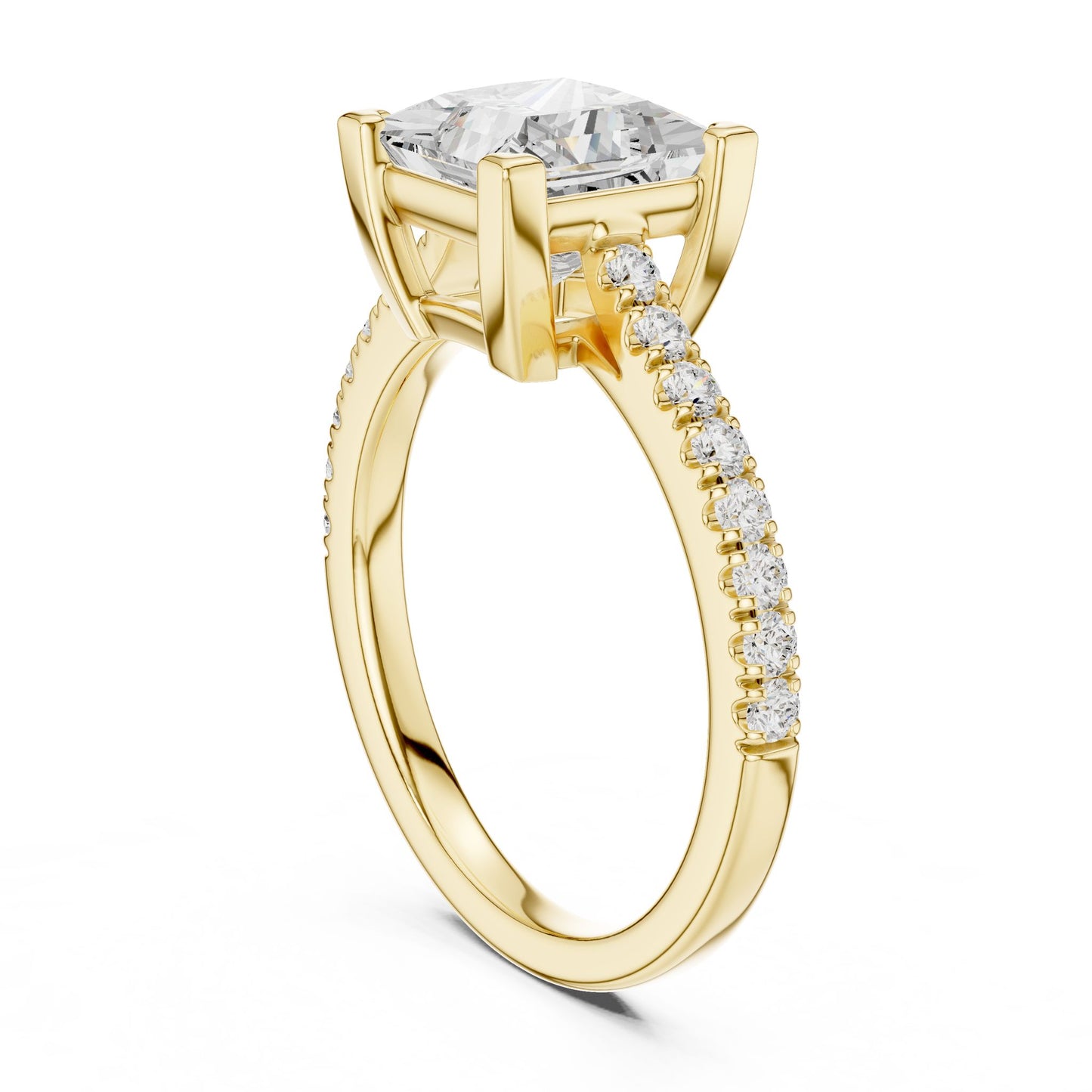 Princess Lab Grown Diamond Pave Engagement Ring