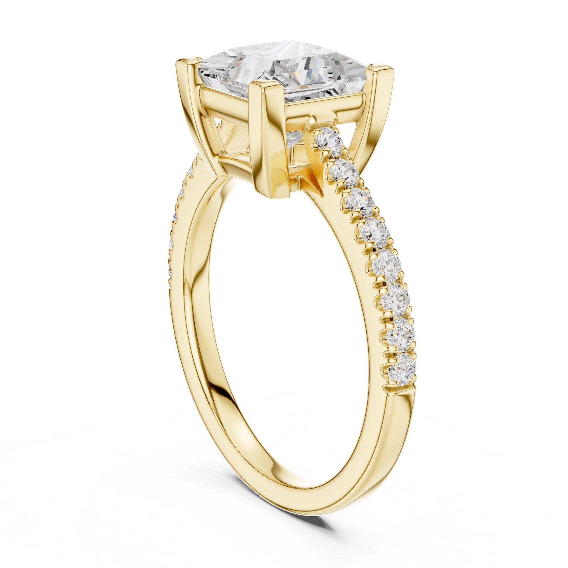 Princess Lab Grown Diamond Pave Engagement Ring