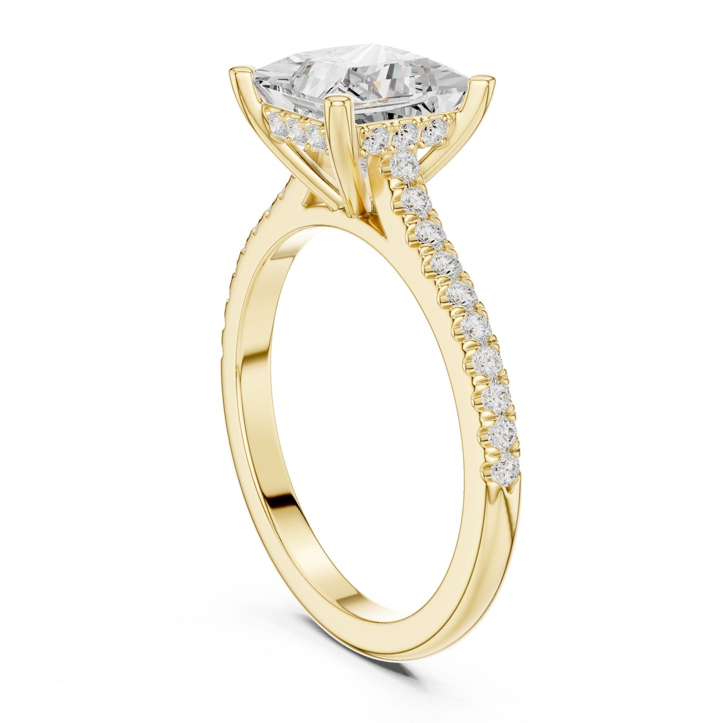 Princess Lab Grown Diamond Pave Engagement Ring