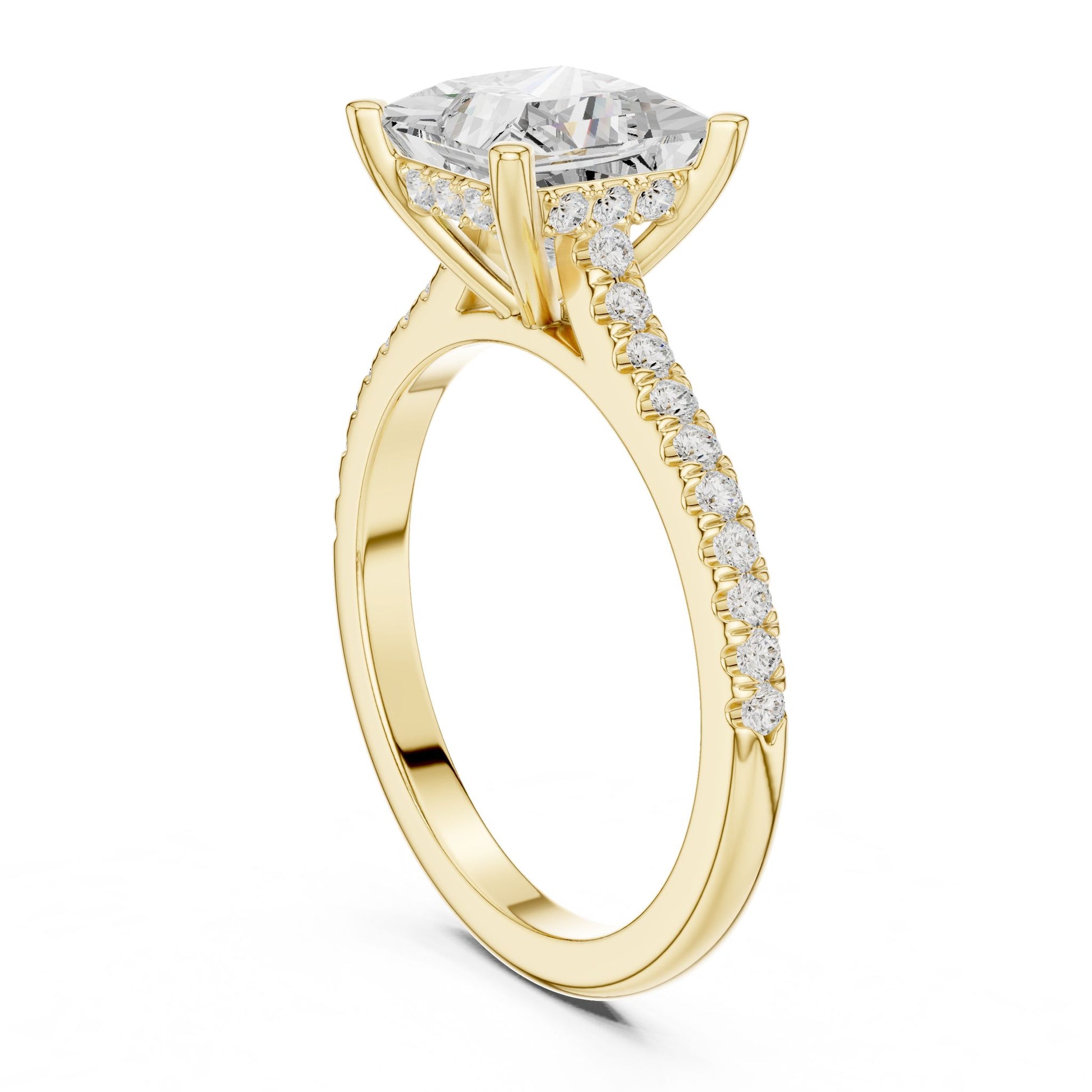 Princess Lab Grown Diamond Pave Engagement Ring