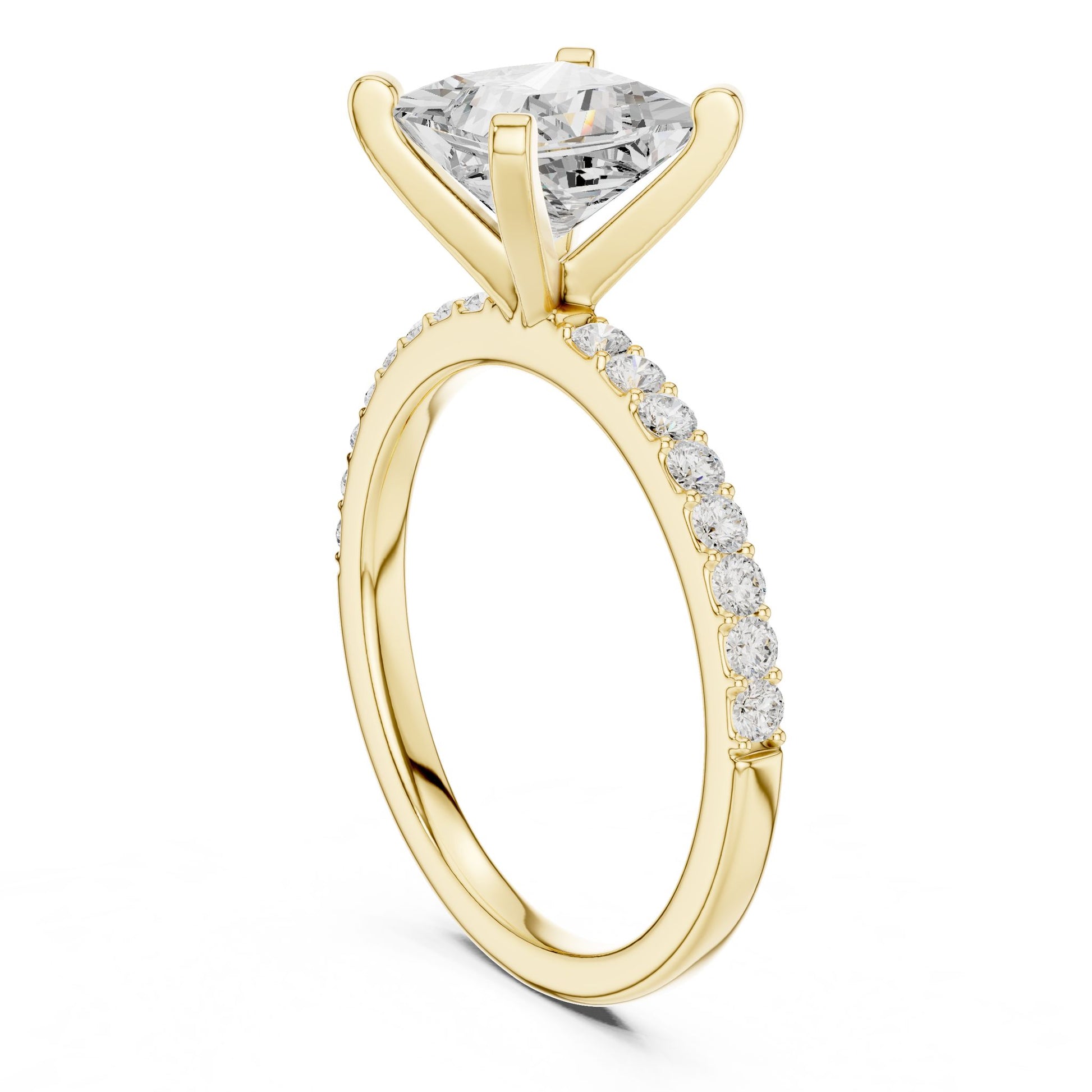 Princess Lab Grown Diamond Pave Engagement Ring