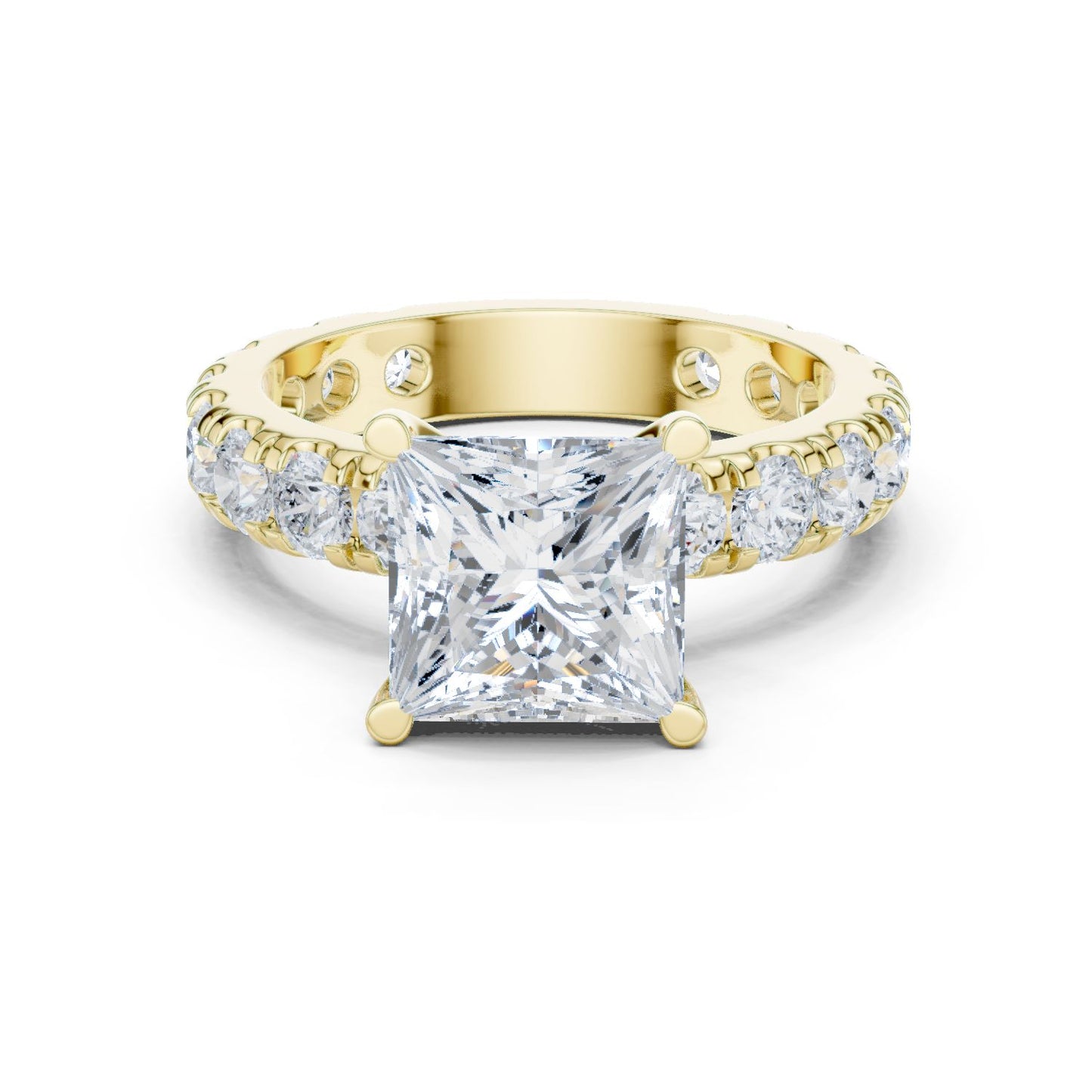 Princess Lab Grown Diamond Pave Engagement Ring