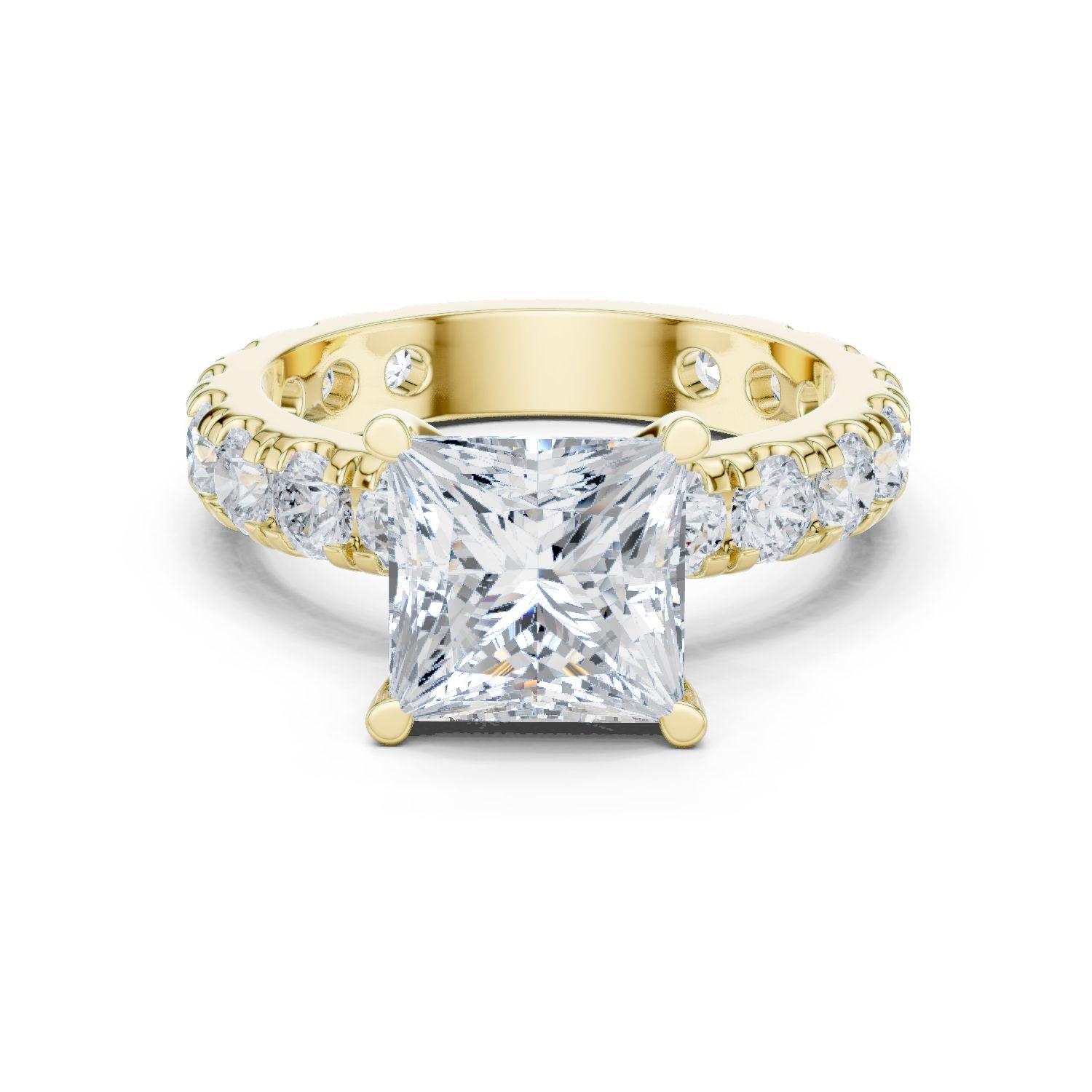 Princess Lab Grown Diamond Pave Engagement Ring