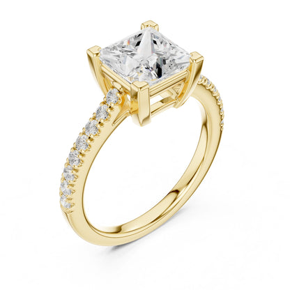 Princess Lab Grown Diamond Pave Engagement Ring