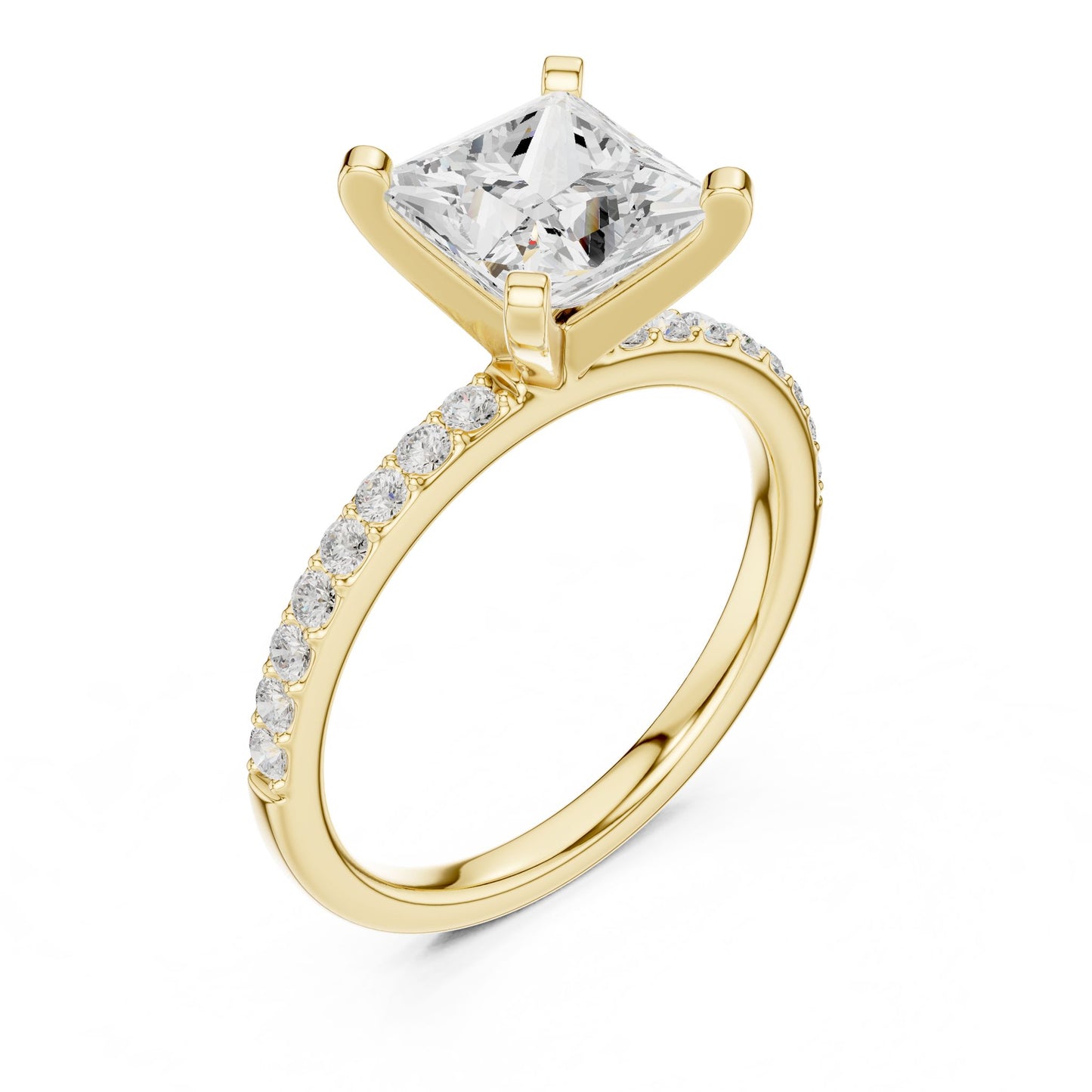 Princess Lab Grown Diamond Pave Engagement Ring