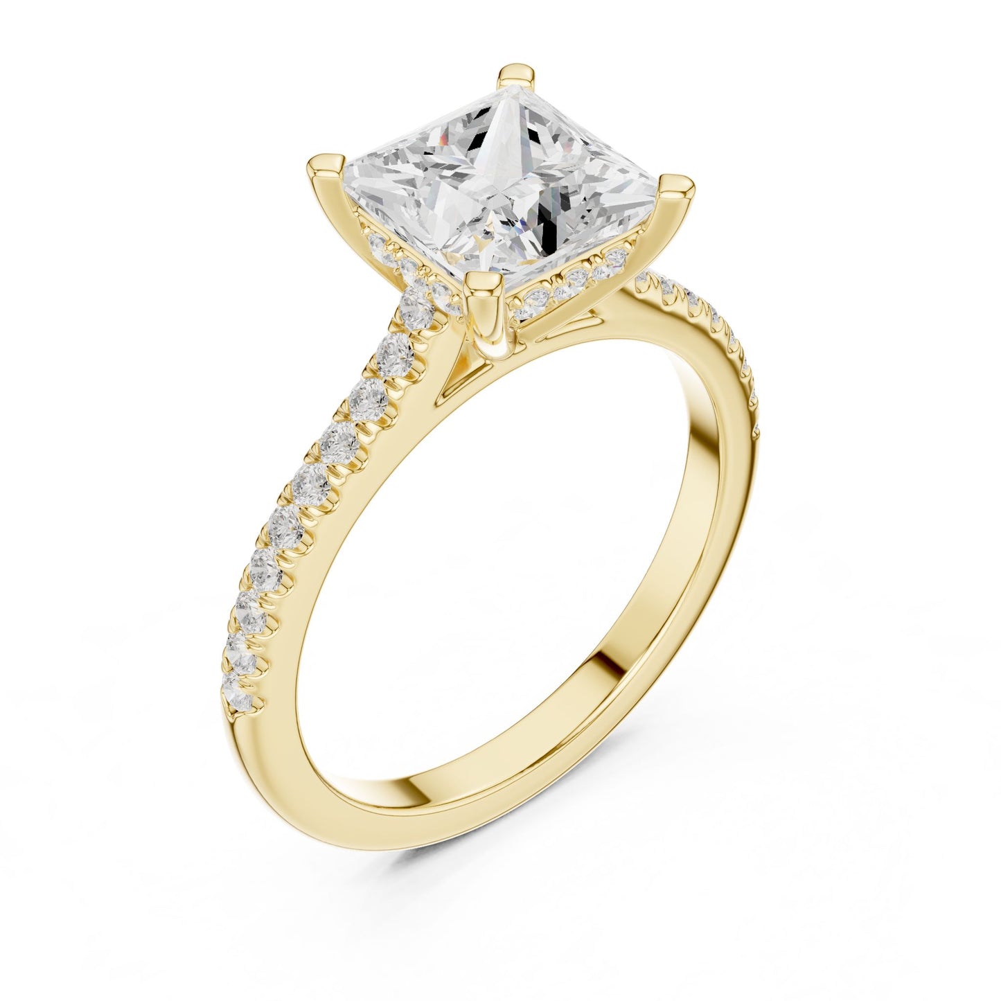 Princess Lab Grown Diamond Pave Engagement Ring