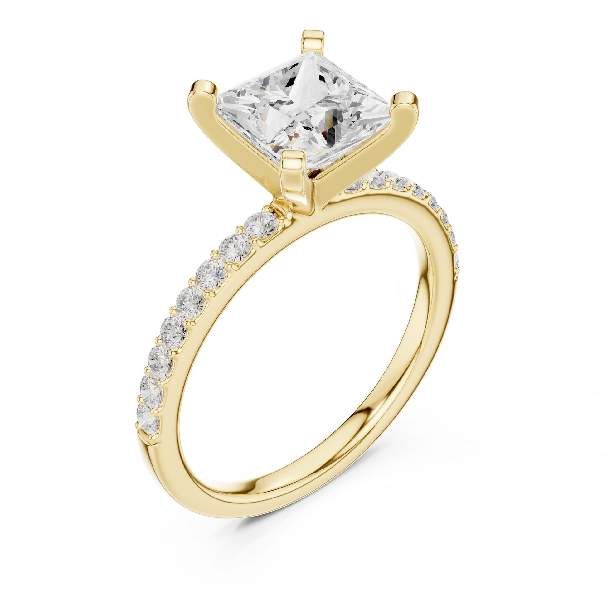 Princess Lab Grown Diamond Pave Engagement Ring