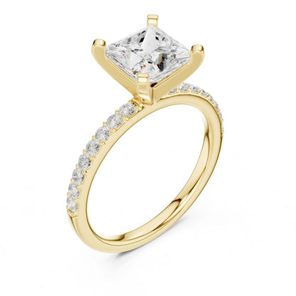 Princess Lab Grown Diamond Pave Engagement Ring